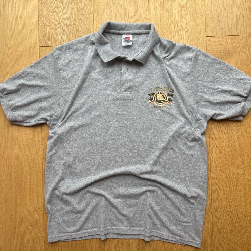 HANES Grey Polo Shirt St Pete beach Florida